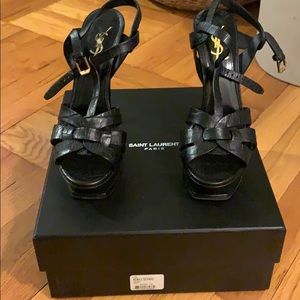 SAINT LAURENT Tribute leather platform sandals